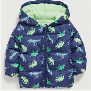 Old Navy Dinosaur Print Puffer Jacket NWOT 18-24 Months